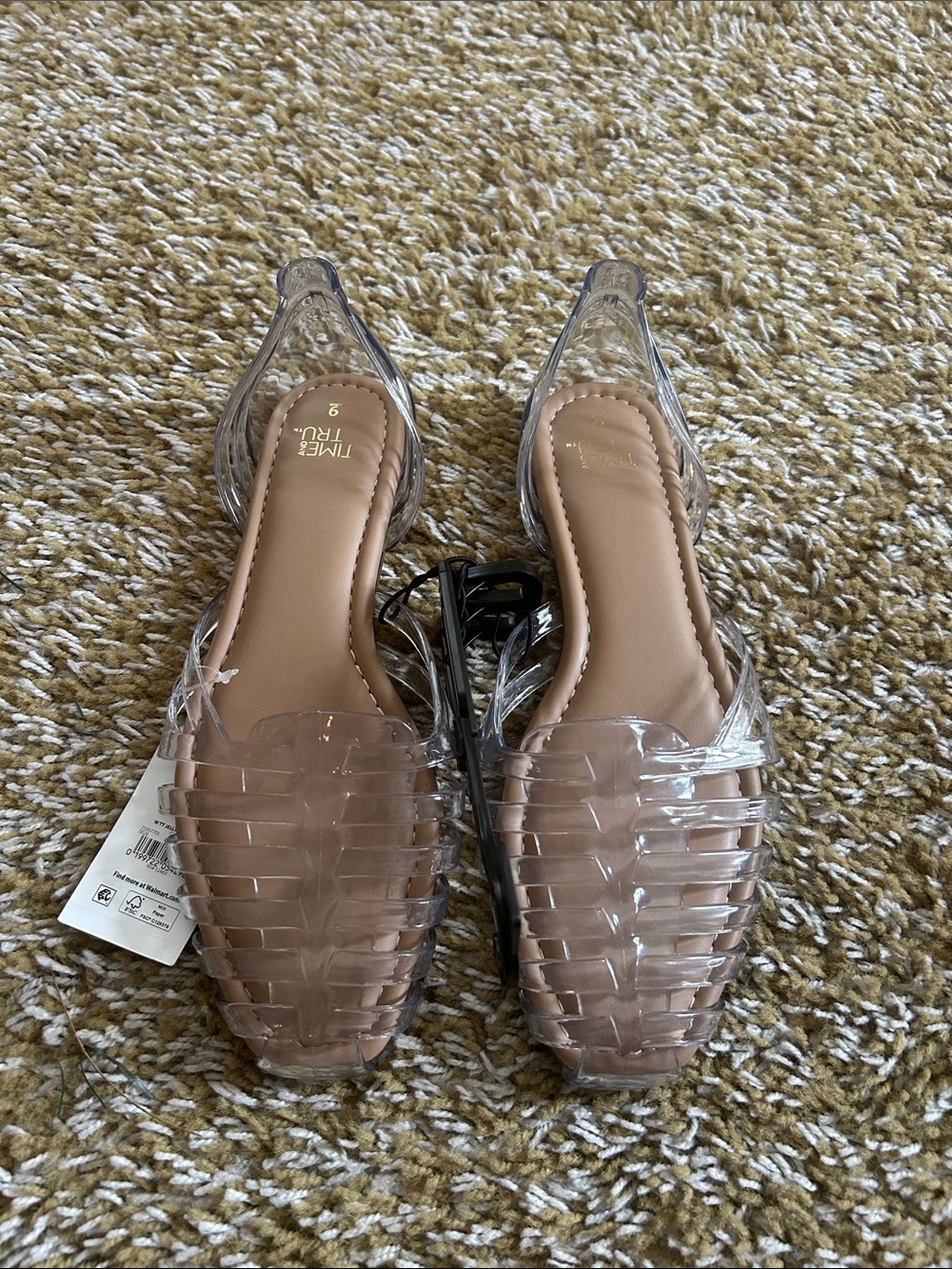 Time and Tru Clear Slingback Flats with Nude Footbed